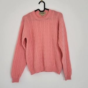Paul Stuart Pink Cable-Knit Crewneck Sweater